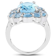 Bids.com 8.67 Carat Genuine Blue Topaz .925 Sterling Silver Ring Rings