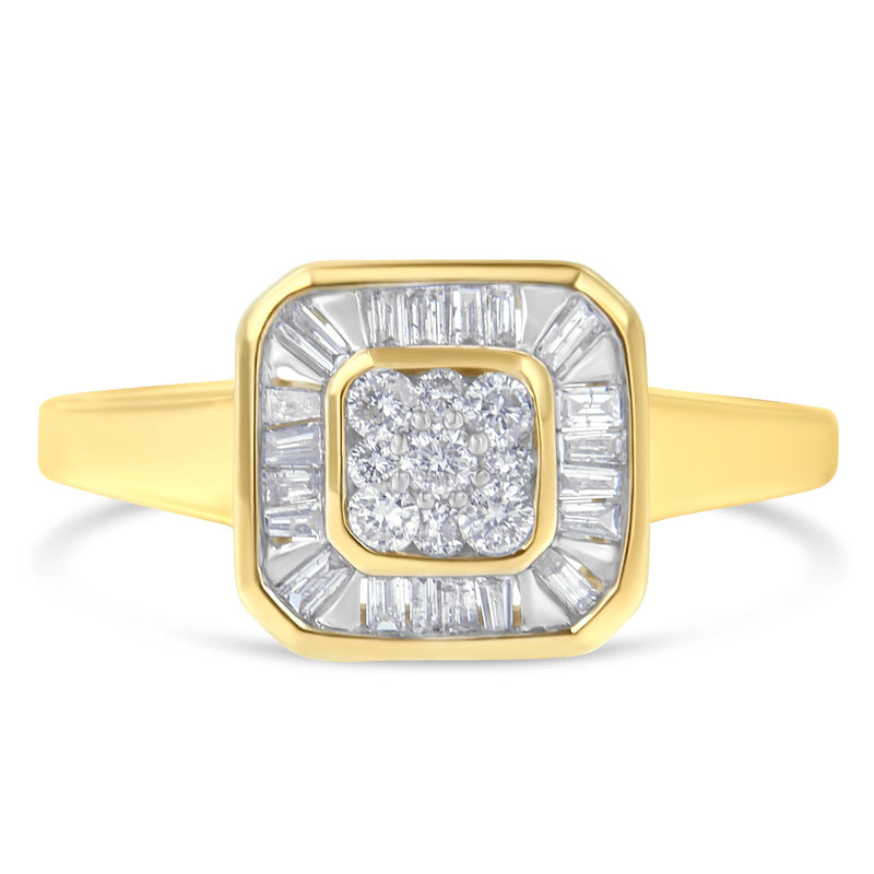 Bids.com 10K Yellow Gold Diamond Cocktail Ring (1/2 Cttw, I-J Color, SI2-I1 Clarity) - Size 6 Rings