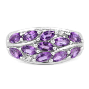 Bids.com 1.67 Carat Genuine  Amethyst and White Topaz .925 Sterling Silver Ring Rings