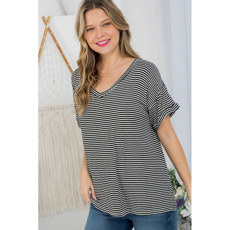 Plus Pin Stripe Boxy Top