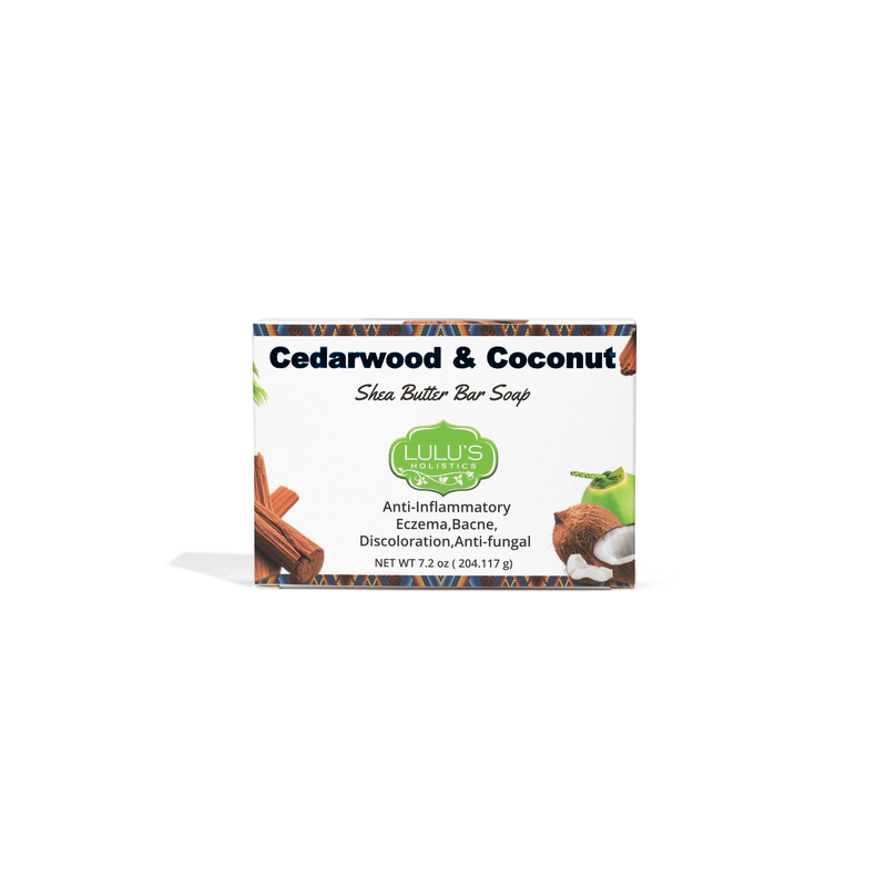 Lulu’s Holistics Cedarwood Coconut Shea Butter Soap Bar – Nourishing, Hydrating Body Cleanser Bar soap