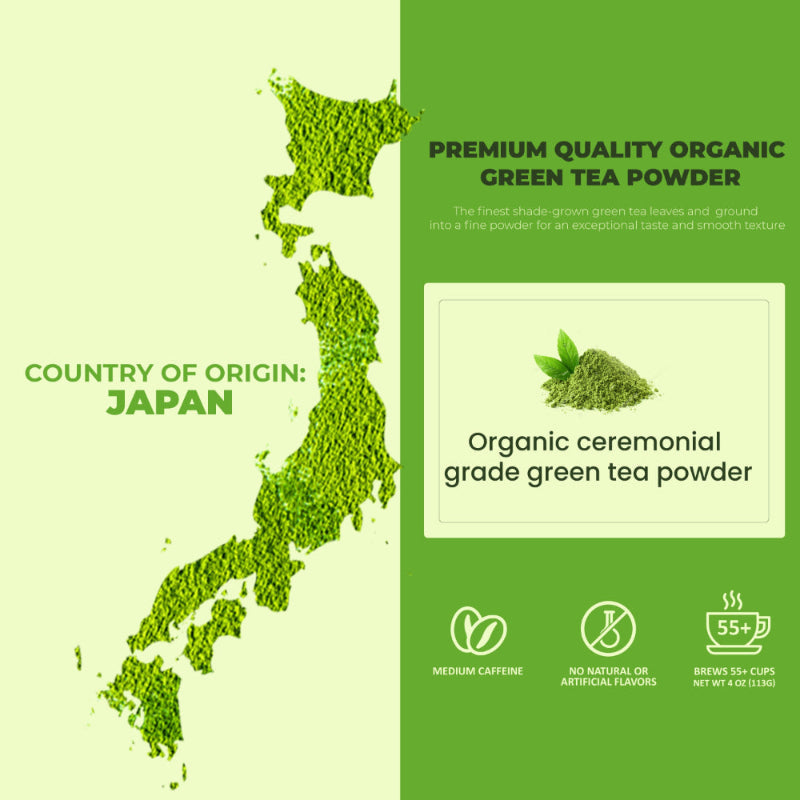 Gardenika Shop Ceremonial Matcha Green Tea Powder, Authentic Japanese - Premium First Harvest - Energy & Focus - Antioxidant Rich - Organic & Kosher Tea & Infusions