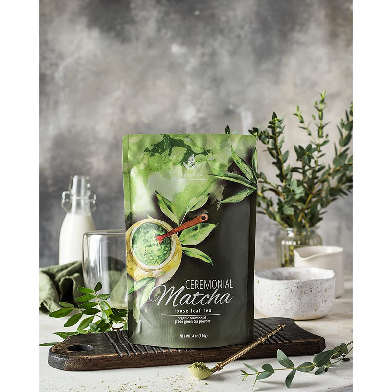 Gardenika Shop Ceremonial Matcha Green Tea Powder, Authentic Japanese - Premium First Harvest - Energy & Focus - Antioxidant Rich - Organic & Kosher Tea & Infusions