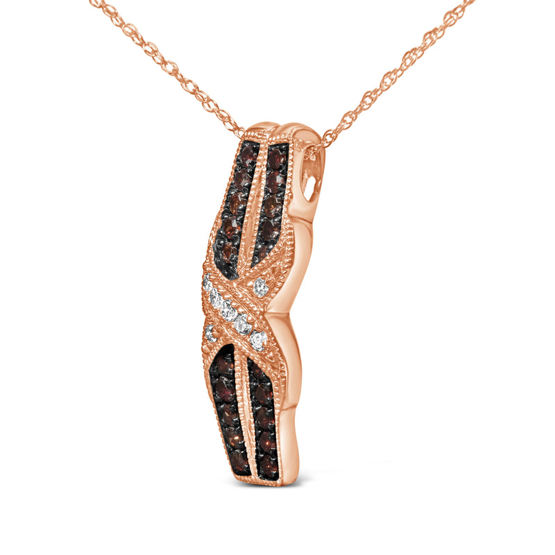Bids.com 10K Rose Gold 1/4 Cttw White and Chocolate Brown Diamond Infinity Twist Pendant Necklace (I-J Color, I1-I2 Clarity) Necklaces
