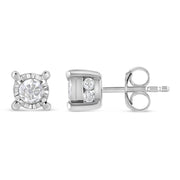 Bids.com .925 Sterling Silver 1.0 Cttw Round Brilliant-Cut Diamond Miracle-Set Solitaire Stud Earrings (H-I Color, I2-I3 Clarity) Earrings