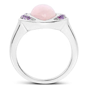 Bids.com 3.57 Carat Genuine Rose Quartz And Amethyst .925 Sterling Silver Ring Rings