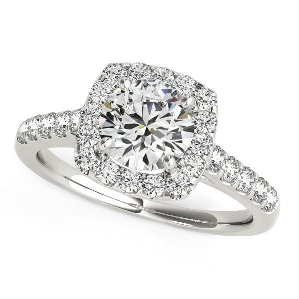 Bids.com Square Shape Halo Diamond Engagement Ring in 14k White Gold (1 1/2 cttw) Rings
