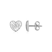Bids.com 14K White Gold High Polish Scribble Heart Stud Earrings Earrings
