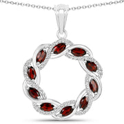 Bids.com 2.33 Carat Genuine Garnet and White Topaz .925 Sterling Silver Pendant Pendants