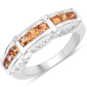 Bids.com 1.08 Carat Genuine Orange Sapphire .925 Sterling Silver Ring Rings