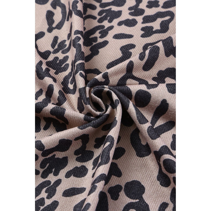 Leopard Open Front Long Sleeve Cover-Up