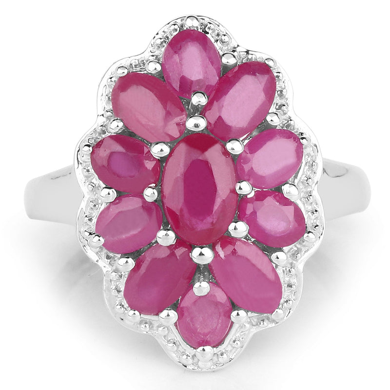 Bids.com 3.05 Carat Glass Filled Ruby .925 Sterling Silver Ring Rings