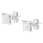 Bids.com 10K White Gold 1/2 Cttw Invisible Set Princess-Cut Diamond Stud Earrings (H-I Color, SI2-I1 Clarity) Earrings