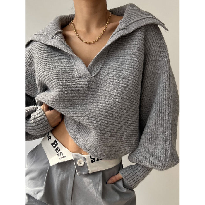 Johnny Collar Long Sleeve Sweater