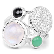 Bids.com 5.90 Carat Genuine Multi Stone .925 Sterling Silver Ring Rings