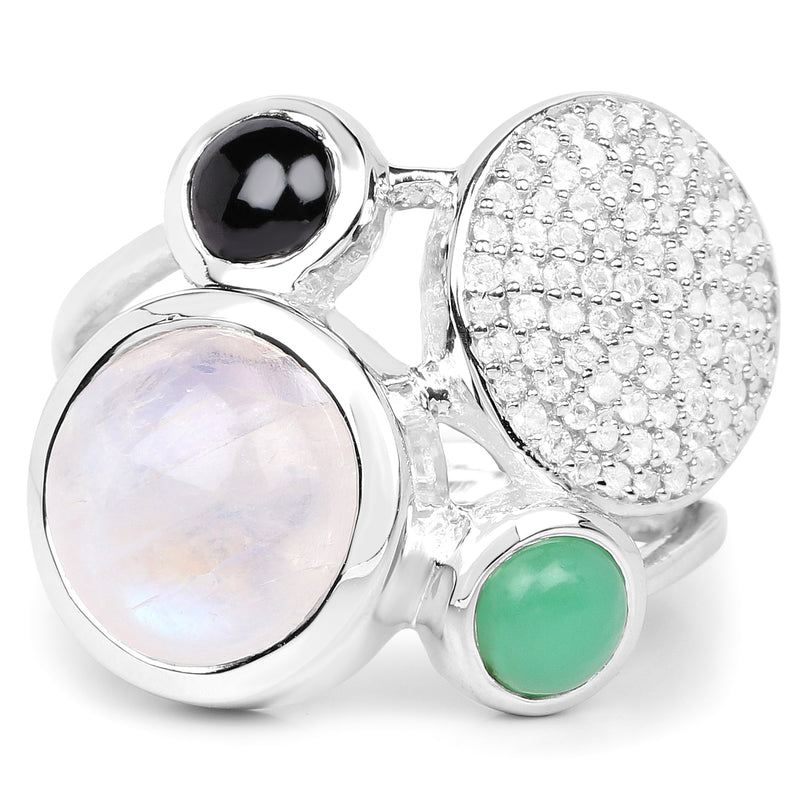 Bids.com 5.90 Carat Genuine Multi Stone .925 Sterling Silver Ring Rings