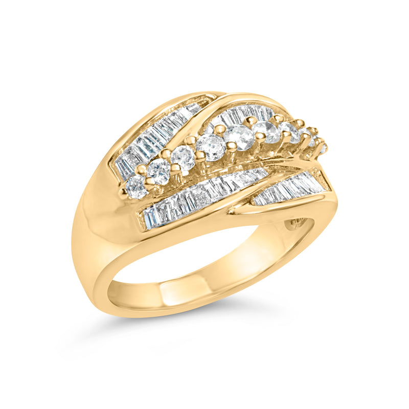 Bids.com 14K Yellow Gold 1.00 Cttw Diamond Cocktall Cluster 5 Stone Ring (H-I Color, SI1-I1 Clarity) - Ring Size 7 Rings