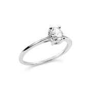 Bids.com 14K White Gold 1/2 Cttw Oval Lab Grown Diamond 4 Prong Solitaire Engagement Ring (F-G Color, VS2-SI1 Clarity) - Size 7 Rings