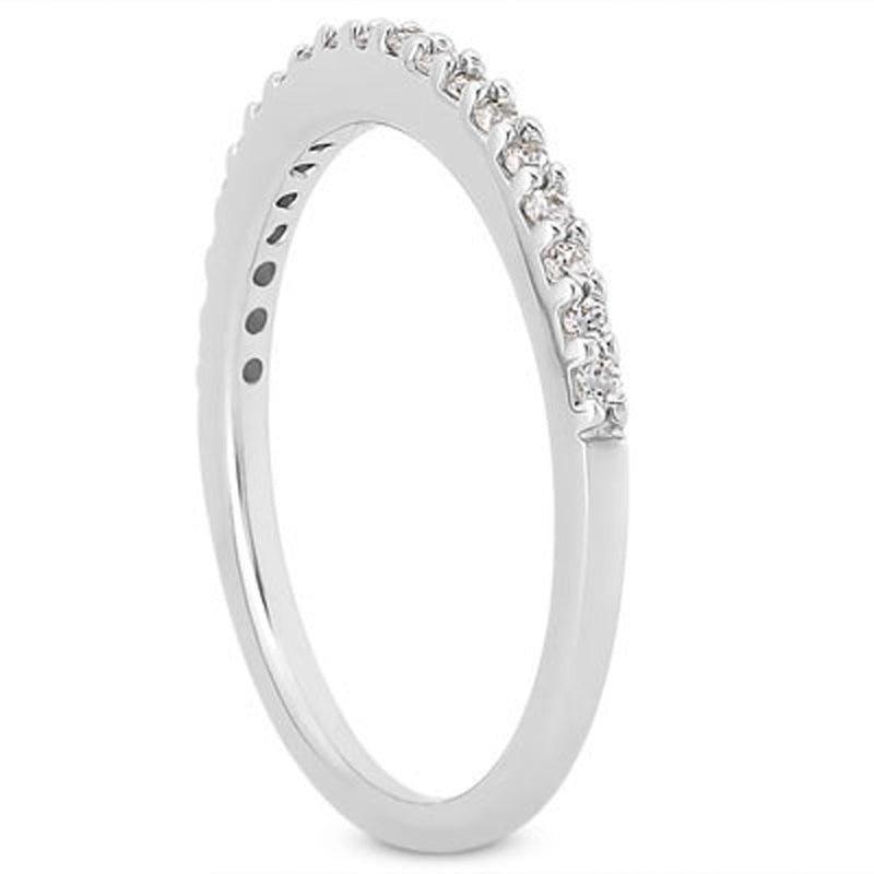 Bids.com 14k White Gold Slim Profile Diamond Micro Prong Diamond Wedding Ring Band Rings