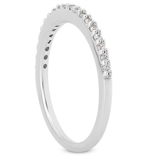 Bids.com 14k White Gold Slim Profile Diamond Micro Prong Diamond Wedding Ring Band Rings