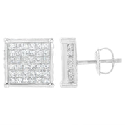 Bids.com 10K White Gold 2ct TDW Princess-Cut Composite Diamond Stud Earring (I-J ,I2-I3) Earrings