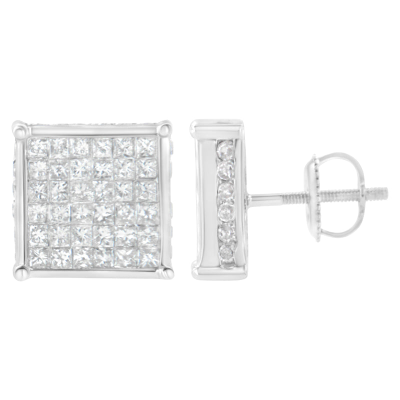 Bids.com 10K White Gold 2ct TDW Princess-Cut Composite Diamond Stud Earring (I-J ,I2-I3) Earrings