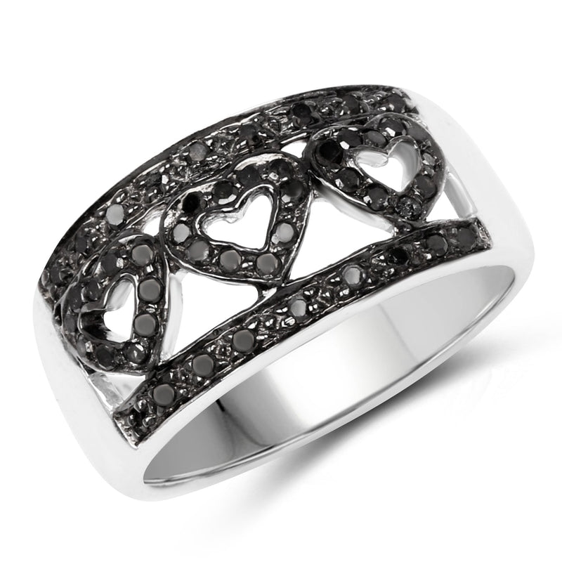 Bids.com 0.32 Carat Genuine Black Diamond .925 Sterling Silver Ring Rings