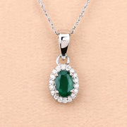 Bids.com 0.81 Carat Genuine Zambian Emerald and White Diamond 14K White Gold Pendant Pendants