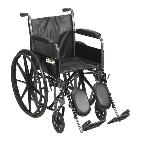 RIO Medical Supplies Silver Sport 2 Wheelchair, Detachable Full Arms, Elevating Leg Rests, 16" Seat