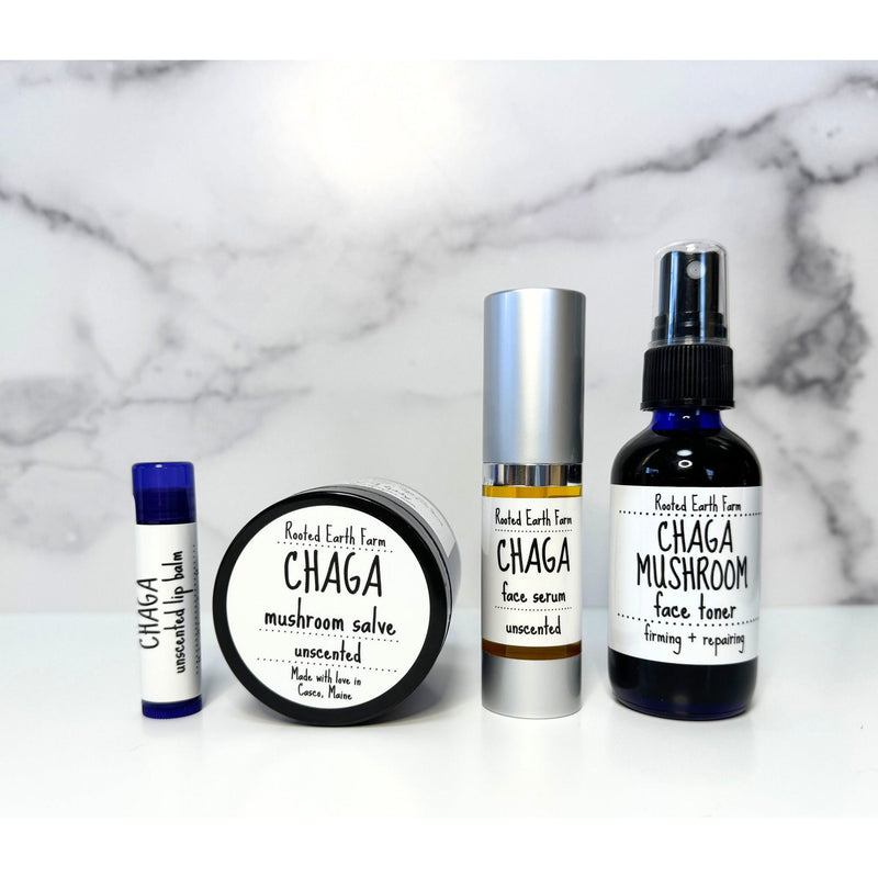 Rooted Earth Farm + Apothecary Chaga Skin Care Gift Set Herbal Salves + Balms