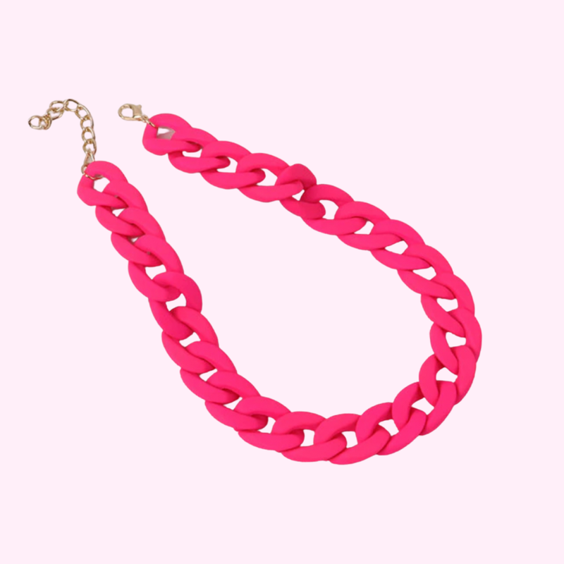 Medusa's Makeup Neon Pink Acrylic Chain Necklace