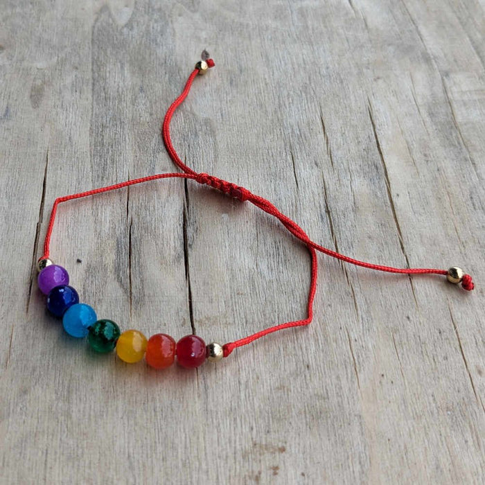 Threddies Rainbow Chakra Beads Adjustable String Bracelets