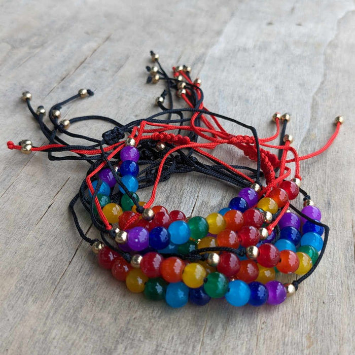 Threddies Rainbow Chakra Beads Adjustable String Bracelets