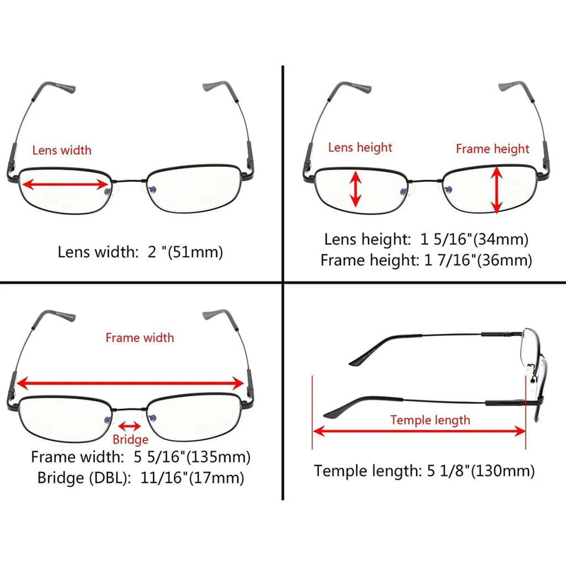 eyekeeper.com Chic Progressive Multifocus Reading Glasses Rectangle Readers M1703 Eyeglasses