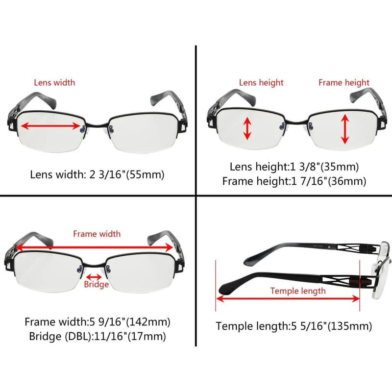 eyekeeper.com Chic Semi-rim Titanium Blue Light Filter Eyeglasses 001B Eyeglasses