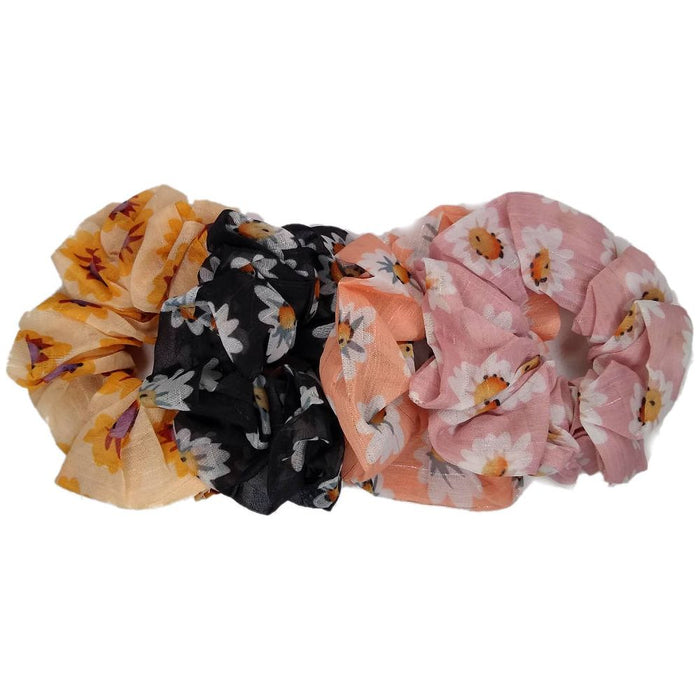 Threddies Sheer Floral Daisy Scrunchies