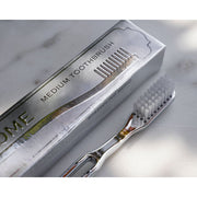 KOH-I-NOOR Beauty USA Gold & Chrome Medium Nylon Bristles Toothbrush by Lavorati a Mano Toothbrush Dark Gray Gold,Chrome