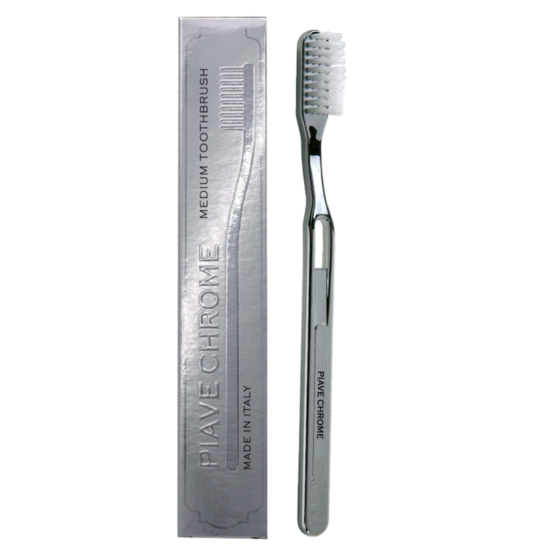 Gold & Chrome Medium Nylon Bristles Toothbrush by Lavorati a Mano