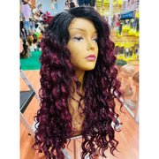 VIP Extensions It's a Wig Ciao Bella 6" Deep Lace Part Heat Friendly Synthetic Wig, Black to Burgundy, Color TTPMIST99J Wig Dark Slate Gray TTP MIST99J