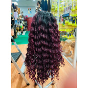 VIP Extensions It's a Wig Ciao Bella 6" Deep Lace Part Heat Friendly Synthetic Wig, Black to Burgundy, Color TTPMIST99J Wig Black TTP MIST99J