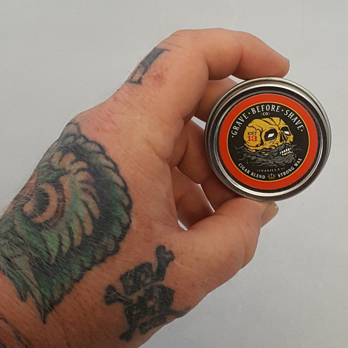 Grave Before Shave Fisticuffs™  Cigar Blend Strong Hold Mustache Wax 1 Oz. Tin