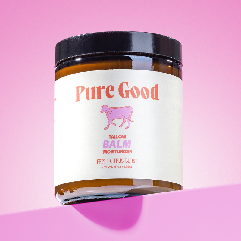 Pure Good LLC Fresh Citrus Burst Tallow Balm - Hydration and Vitamin C Tallow Balm Misty Rose 4 oz,8 oz