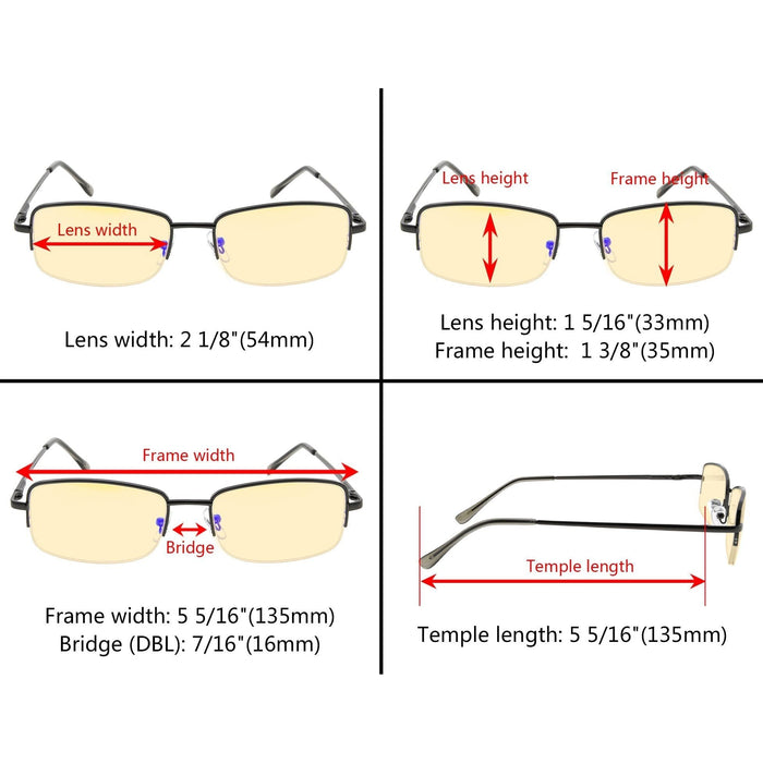 Eyekeeper.Com - Classic Metal Blue Light Blocking Reading Glasses Tmcg15015