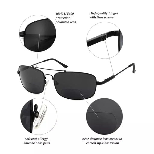 eyekeeper.com Classic Rectangle Polarized Bifocal Sunglasses PGSG1805 Sunglasses