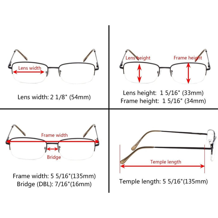 Eyekeeper.Com - Classic Semi-Rimless Metal Frame Reading Glasses R15015