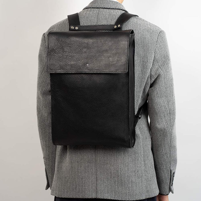 Leather laptop backpack - The Minimalist (Black) by Geometric Goods