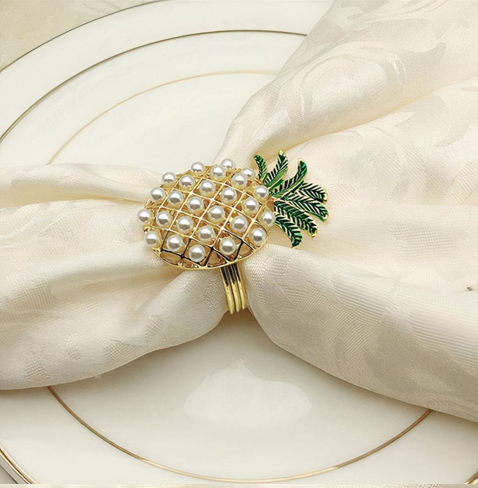 Pineapple Napkin Ring Set of 6 in Gold