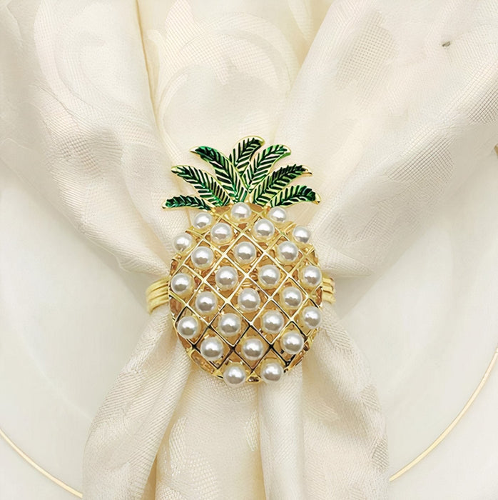 Pineapple Napkin Ring Set of 6 in Gold