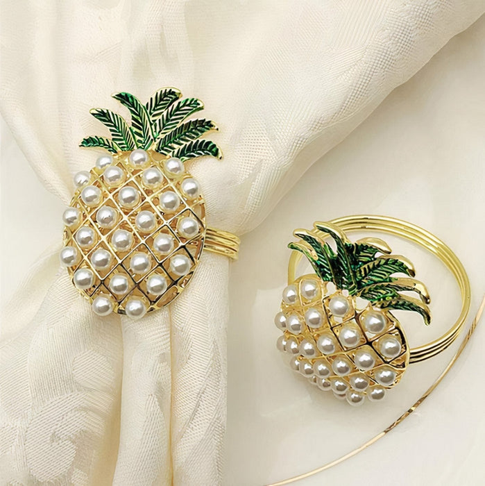 Pineapple Napkin Ring Set of 6 in Gold