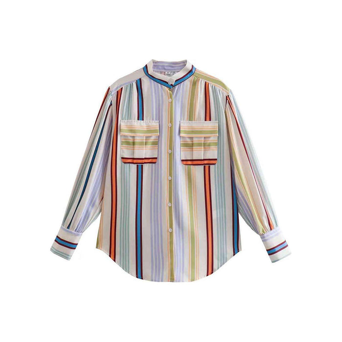 Striped Lantern Sleeve Shirt